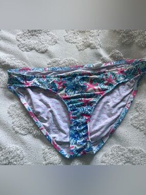 Lilly Pulitzer Blue, Pink and White Tropical Bikini Bottoms